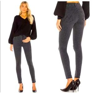 MOTHER Denim The High Waisted Looker in Bad Cat Black Gray Leopard Jeans Sz 25